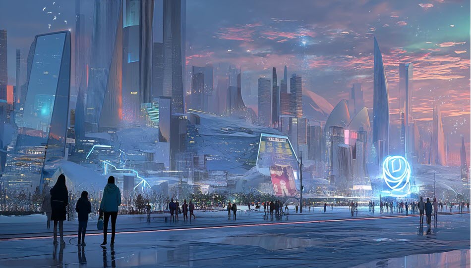 Futuristic Canadian cityscape representing future vision